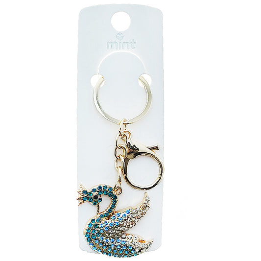 JK48965 - Rhinestone Swan Keychain