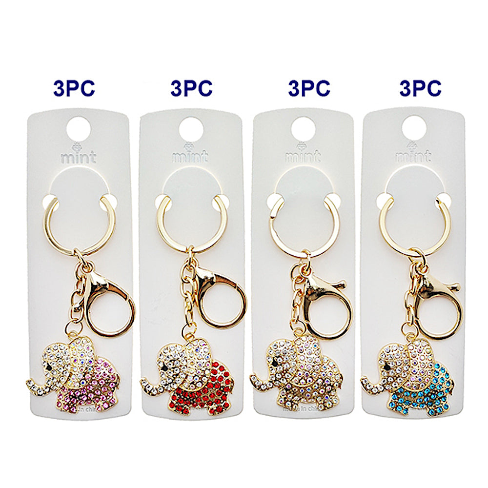 JK48989 - Rhinestone Elephant Keychain