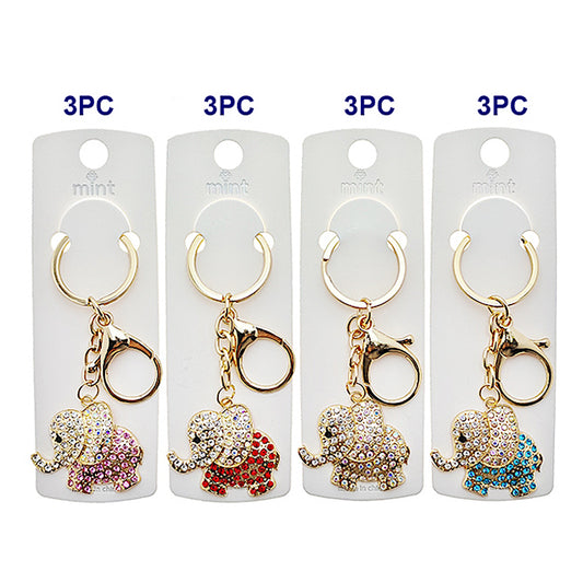 JK48989 - Rhinestone Elephant Keychain