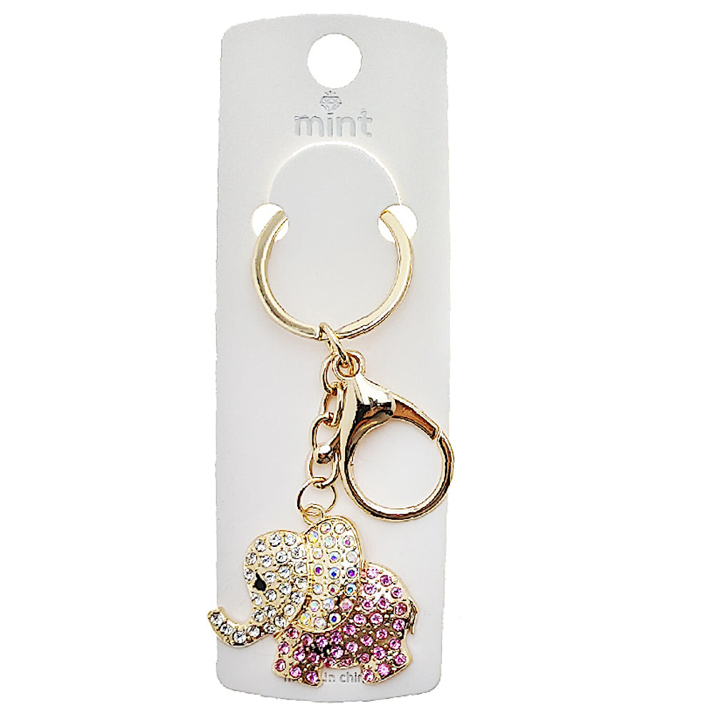 JK48989 - Rhinestone Elephant Keychain