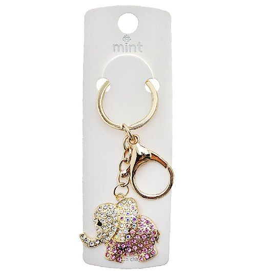 JK48989 - Rhinestone Elephant Keychain