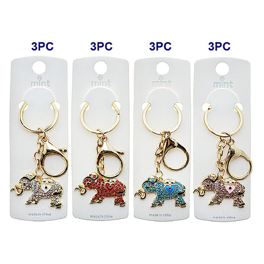 JK48990 - Rhinestone Elephant Keychain