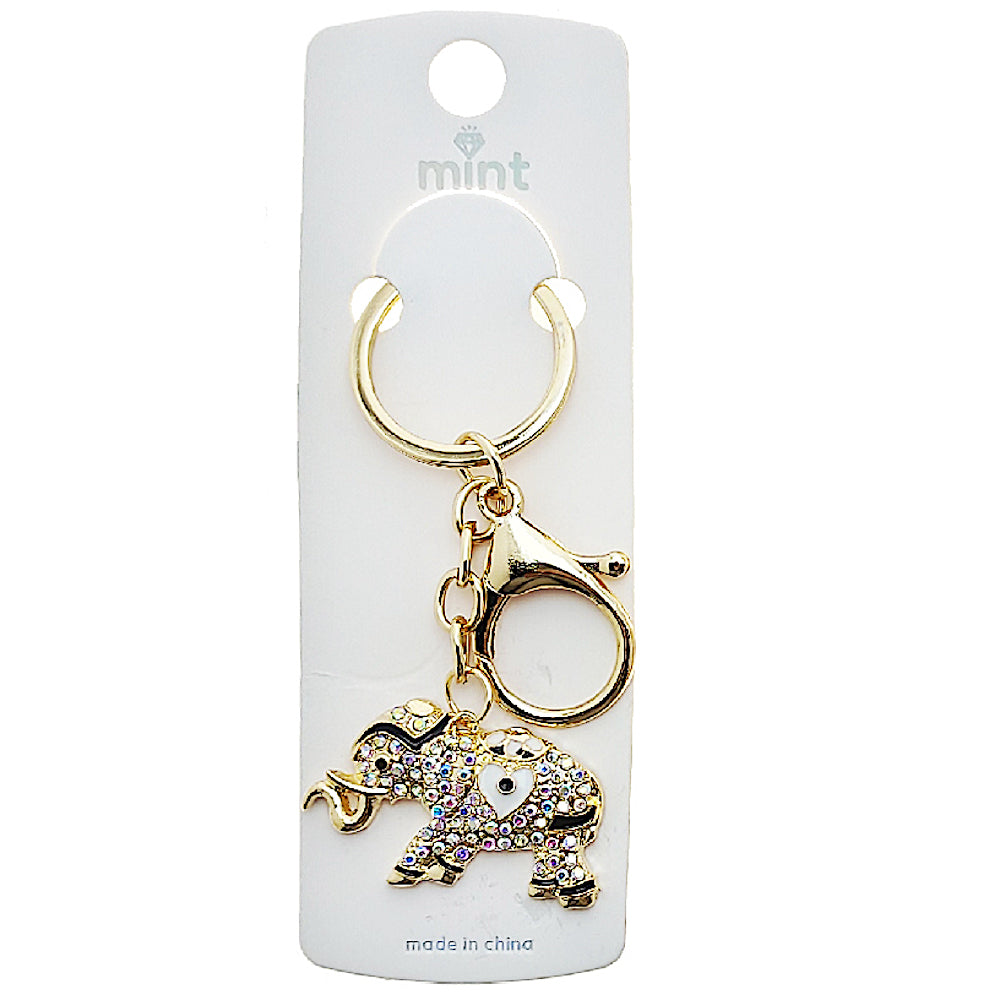 JK48990 - Rhinestone Elephant Keychain