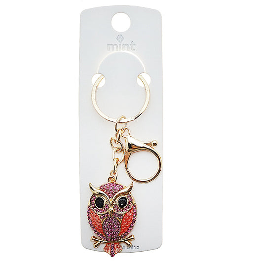 JK49011 - Rhinestone Owl Keychain
