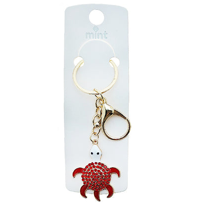 Rhinestone Turtle Keychain