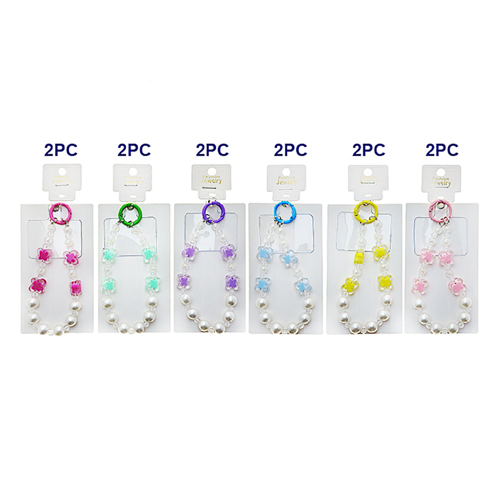 Handmade Flower & Pearl Beaded Phone Charm Strap Keychain