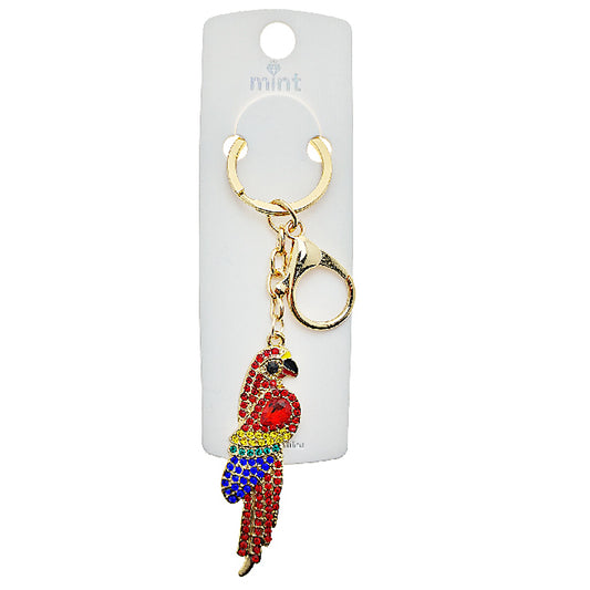 Rhinestone Parrot Keychain