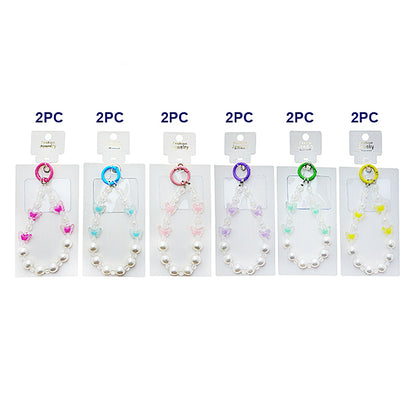 Handmade Butterfly & Pearl Beaded Phone Charm Strap Keychain