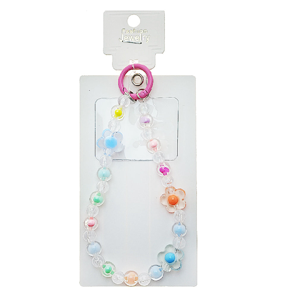 Handmade Flower Beaded Phone Charm Strap Keychain