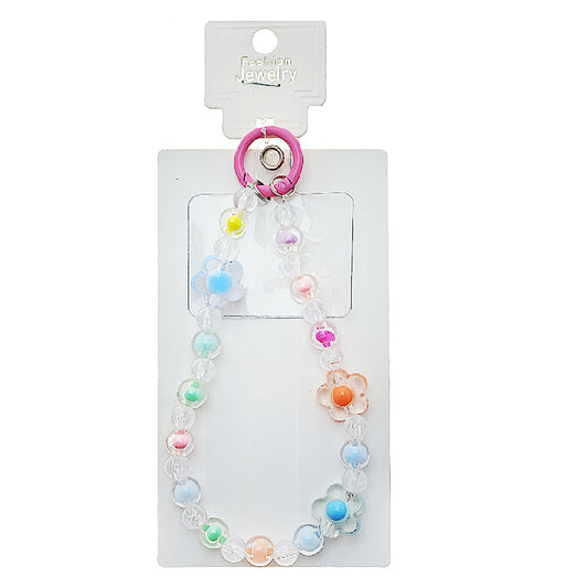 Handmade Flower Beaded Phone Charm Strap Keychain