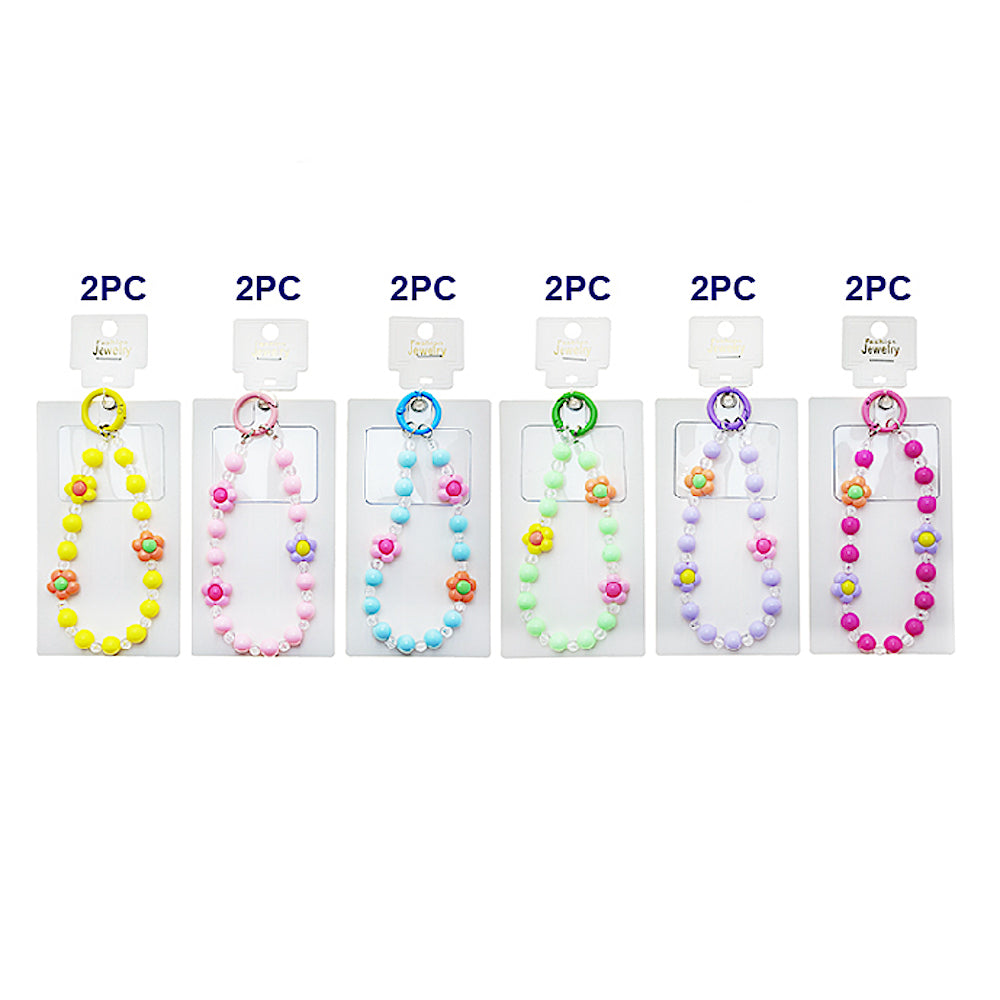 Handmade Flower Beaded Phone Charm Strap Keychain