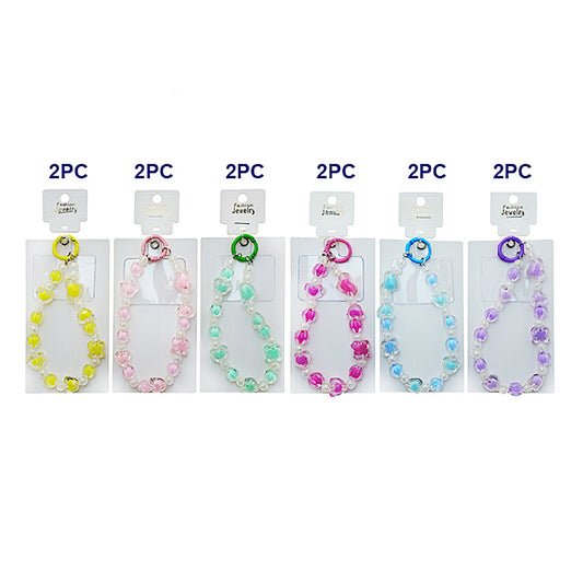 Handmade Heart Beaded Phone Charm Strap Keychain