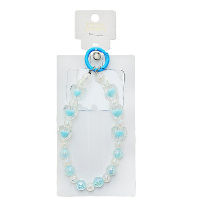 Handmade Heart Beaded Phone Charm Strap Keychain