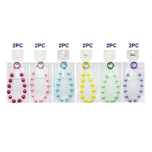 Handmade Glossy Beaded Phone Charm Strap Keychain