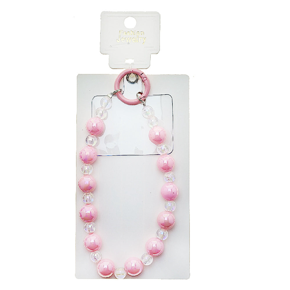 Handmade Glossy Beaded Phone Charm Strap Keychain