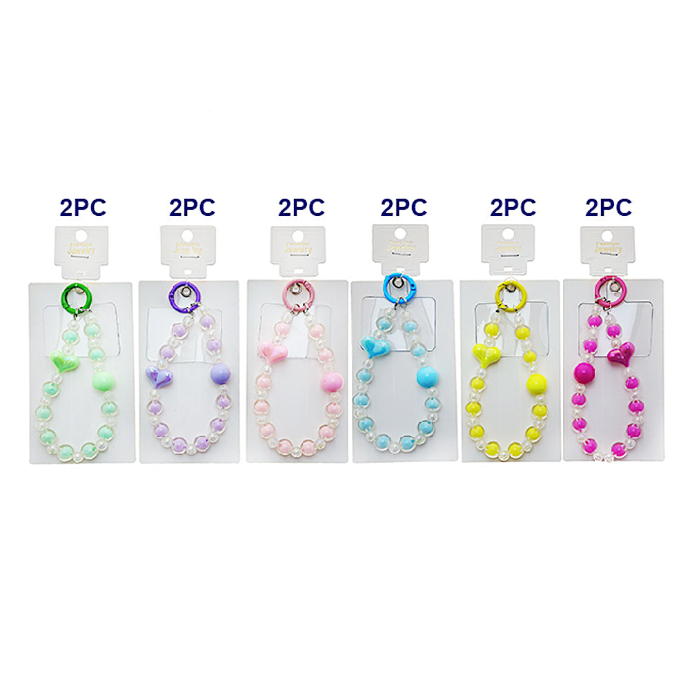 Handmade Heart Beaded Phone Charm Strap Keychain