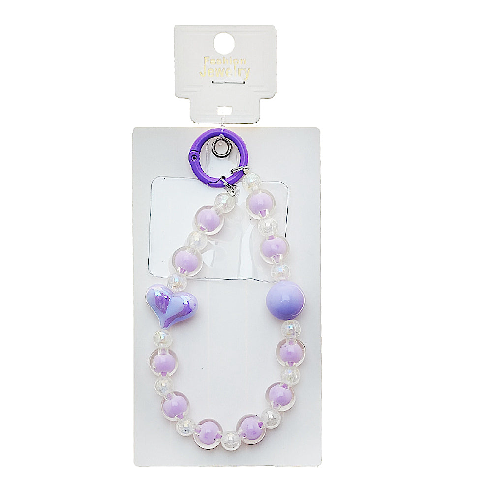 Handmade Heart Beaded Phone Charm Strap Keychain