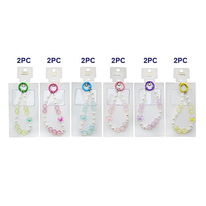 Handmade Heart & Pearl Beaded Phone Charm Strap Keychain