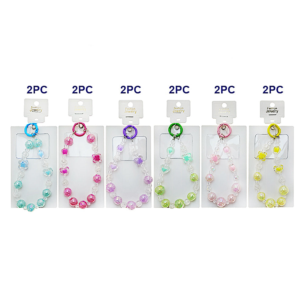 Handmade Heart & Flower Beaded Phone Charm Strap Keychain