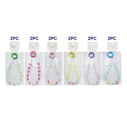 Handmade Heart & Flower Beaded Phone Charm Strap Keychain