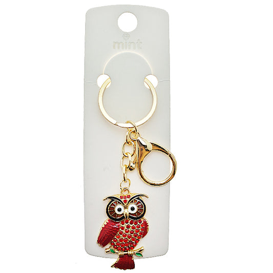 Rhinestone Owl Keychain