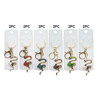 Rhinestone Rose Snake Keychain