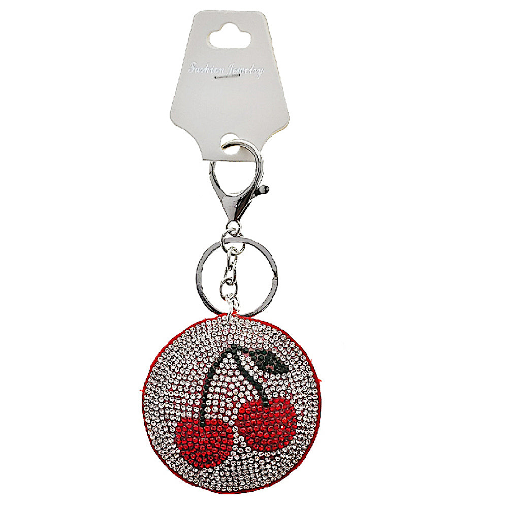 JK50006 - Rhinestone Cherry Keychain