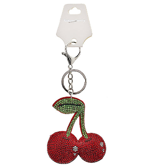 JK50007 - Rhinestone Cherry Keychain