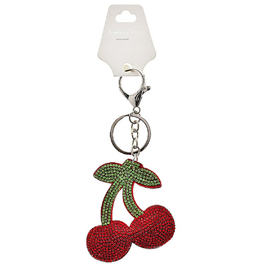 JK50008 - Rhinestone Cherry Keychain