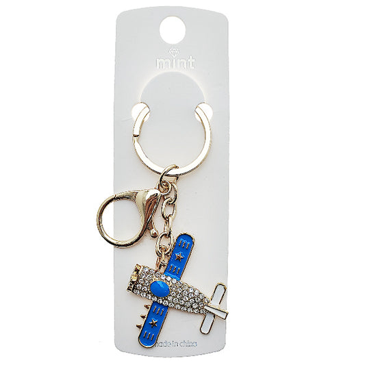 Rhinestone Airplane Keychain