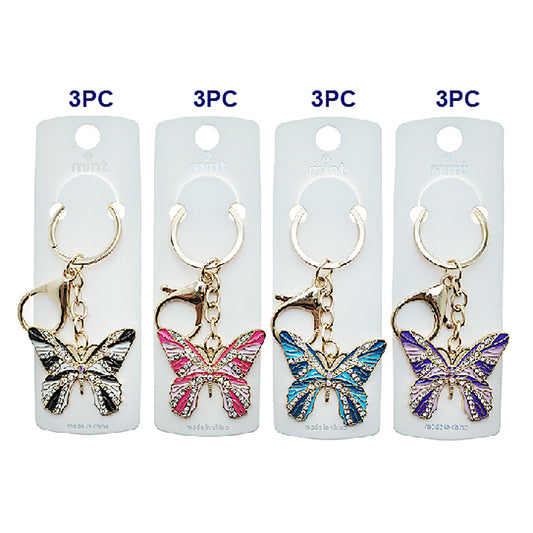 Rhinestone Enamel Butterfly Keychain