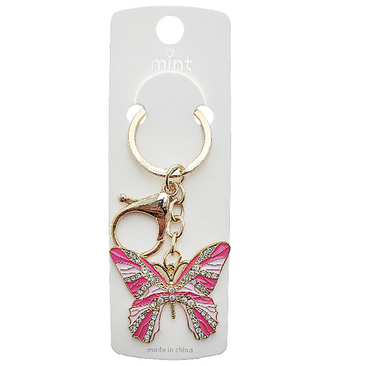 Rhinestone Enamel Butterfly Keychain