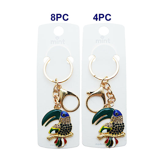 Rhinestone Perched Toucan Keychain