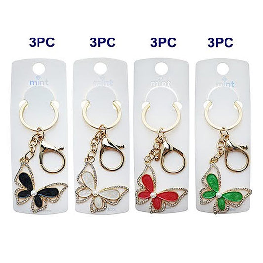 Rhinestone Enamel Butterfly Keychain