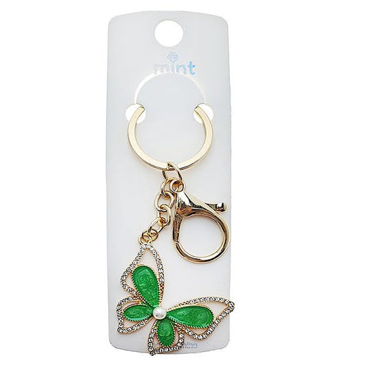 Rhinestone Enamel Butterfly Keychain