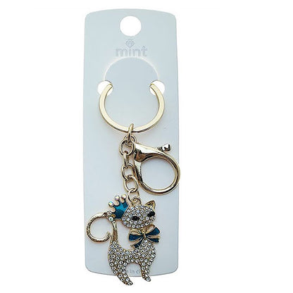 Rhinestone Cat Queen Keychain