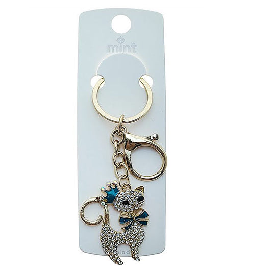 Rhinestone Cat Queen Keychain