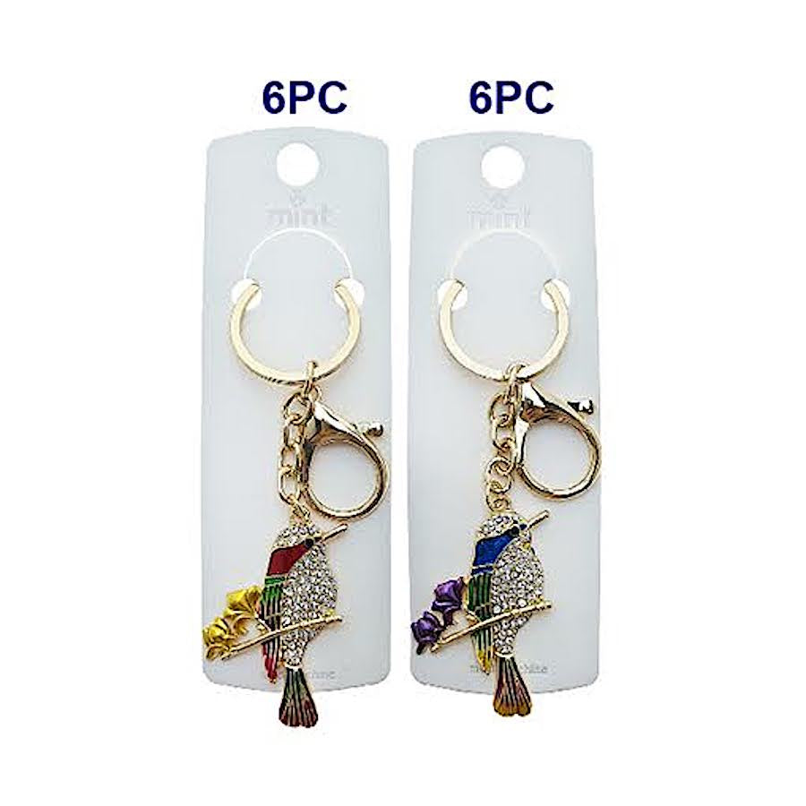 Rhinestone Perched Sparrow Keychain