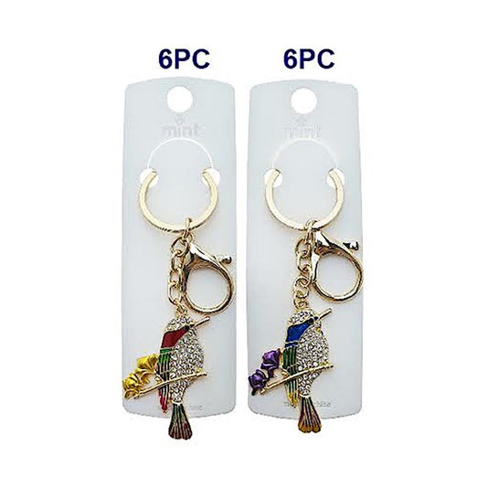 Rhinestone Perched Sparrow Keychain
