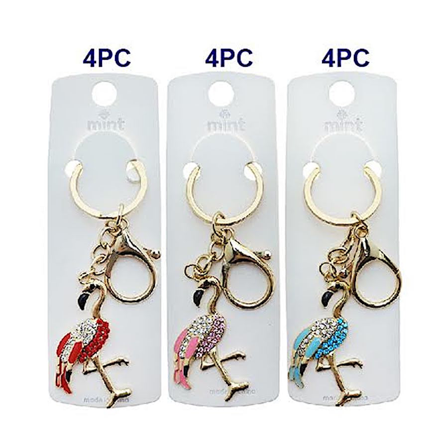 Rhinestone Flamingo Keychain