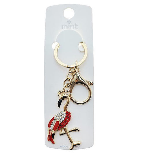 Rhinestone Flamingo Keychain