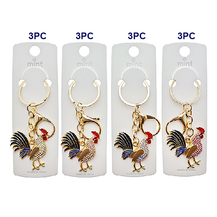 Rhinestone Rooster Keychain