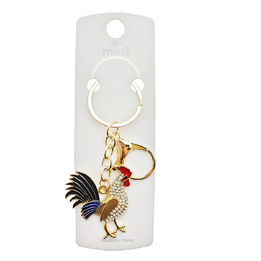 Rhinestone Rooster Keychain