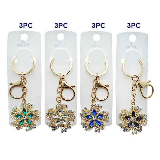 Rhinestone Crystal Flower Keychain