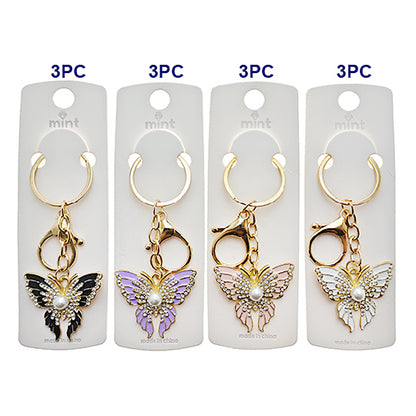Enamel Butterfly Pearl Keychain