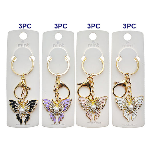 Enamel Butterfly Pearl Keychain