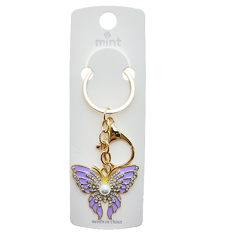 Enamel Butterfly Pearl Keychain