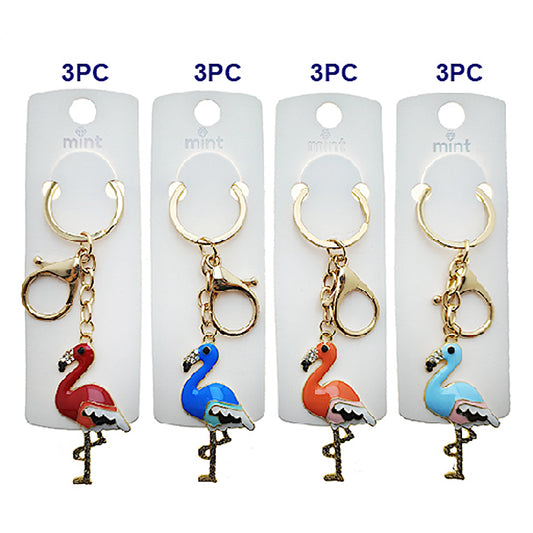 Rhinestone Flamingo Keychain