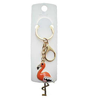 Rhinestone Flamingo Keychain