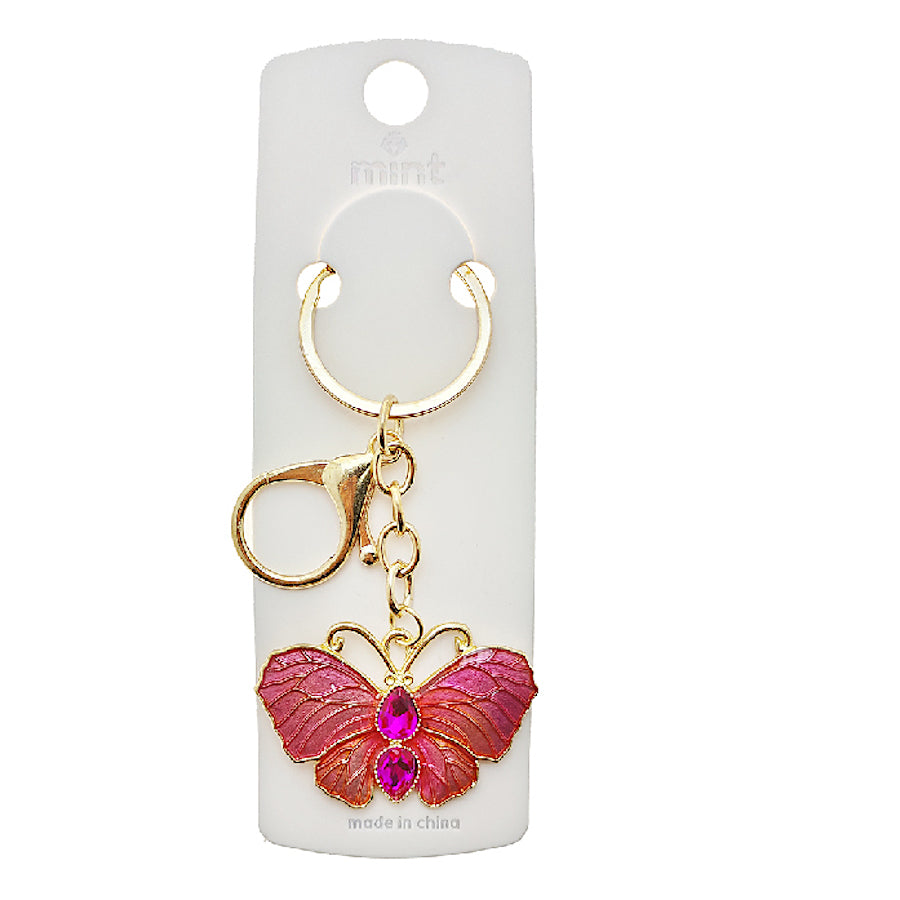 Enamel Crystal Butterfly Keychain